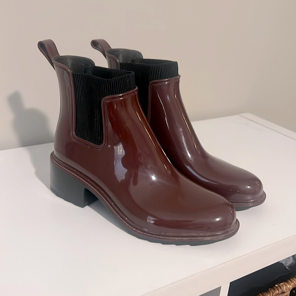 Patent Burgundy ankle Camille Rain boots - A New Day